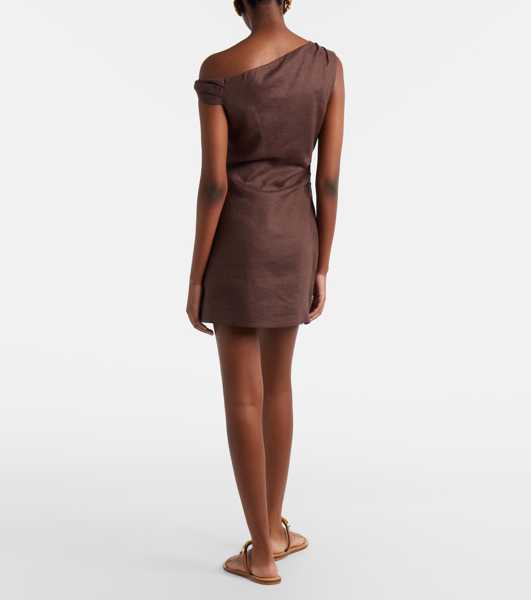 One-shoulder linen minidress | SIR