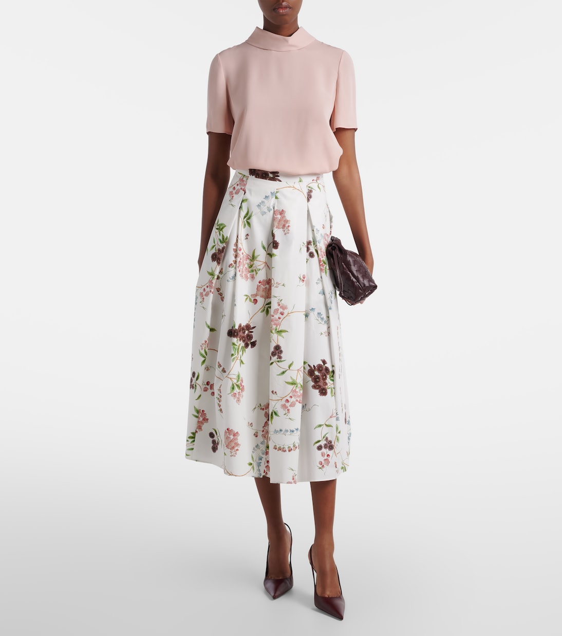 Bedruckter Midirock aus Baumwollpopeline | Erdem