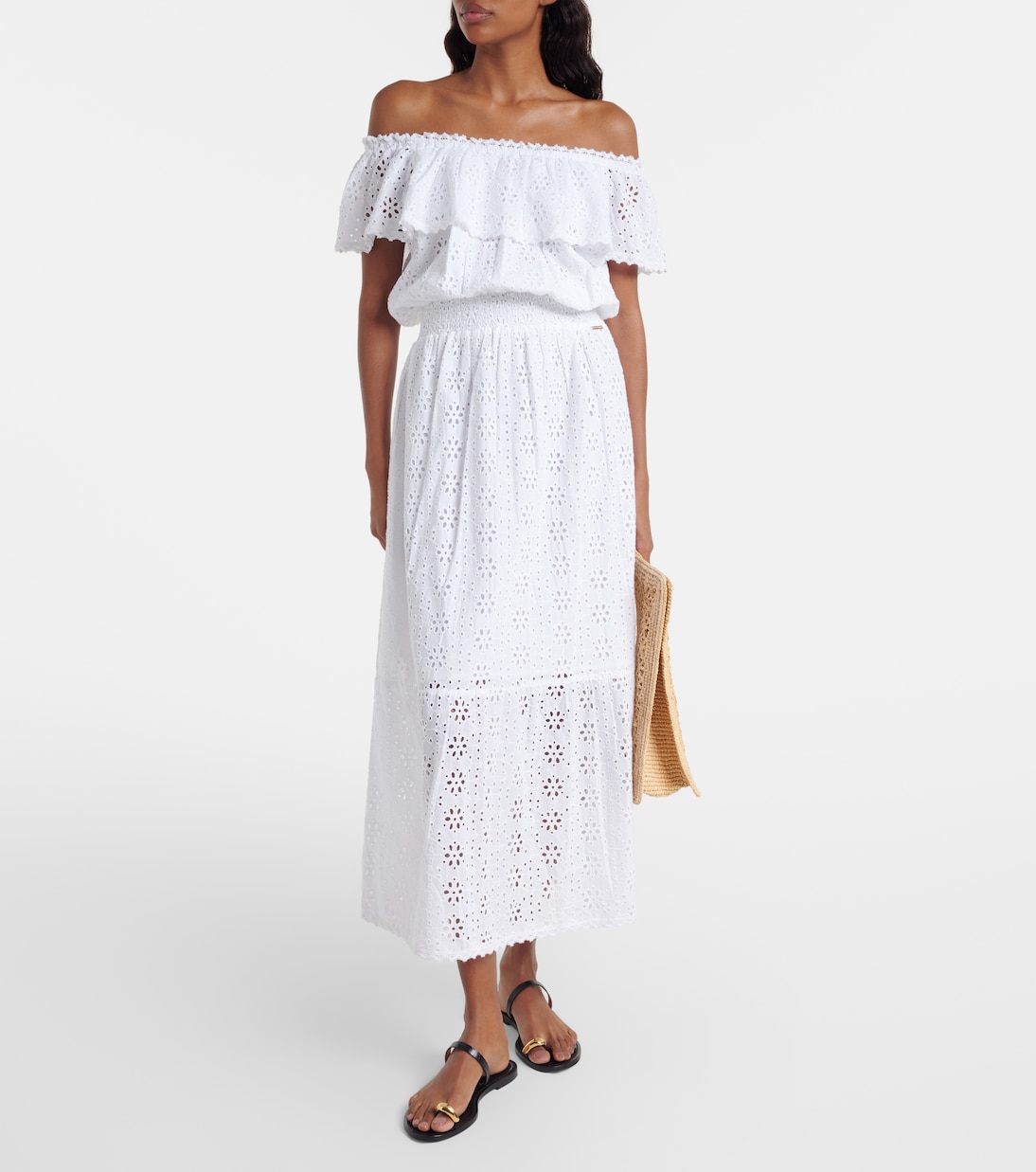 Abito midi Larna in cotone sangallo | Melissa Odabash