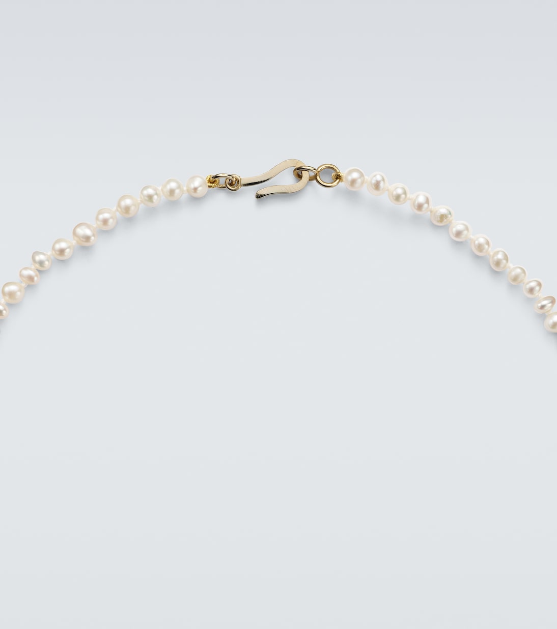 9kt gold (375/1000) beaded necklace with freshwater pearls and hessonite | Ileana Makri