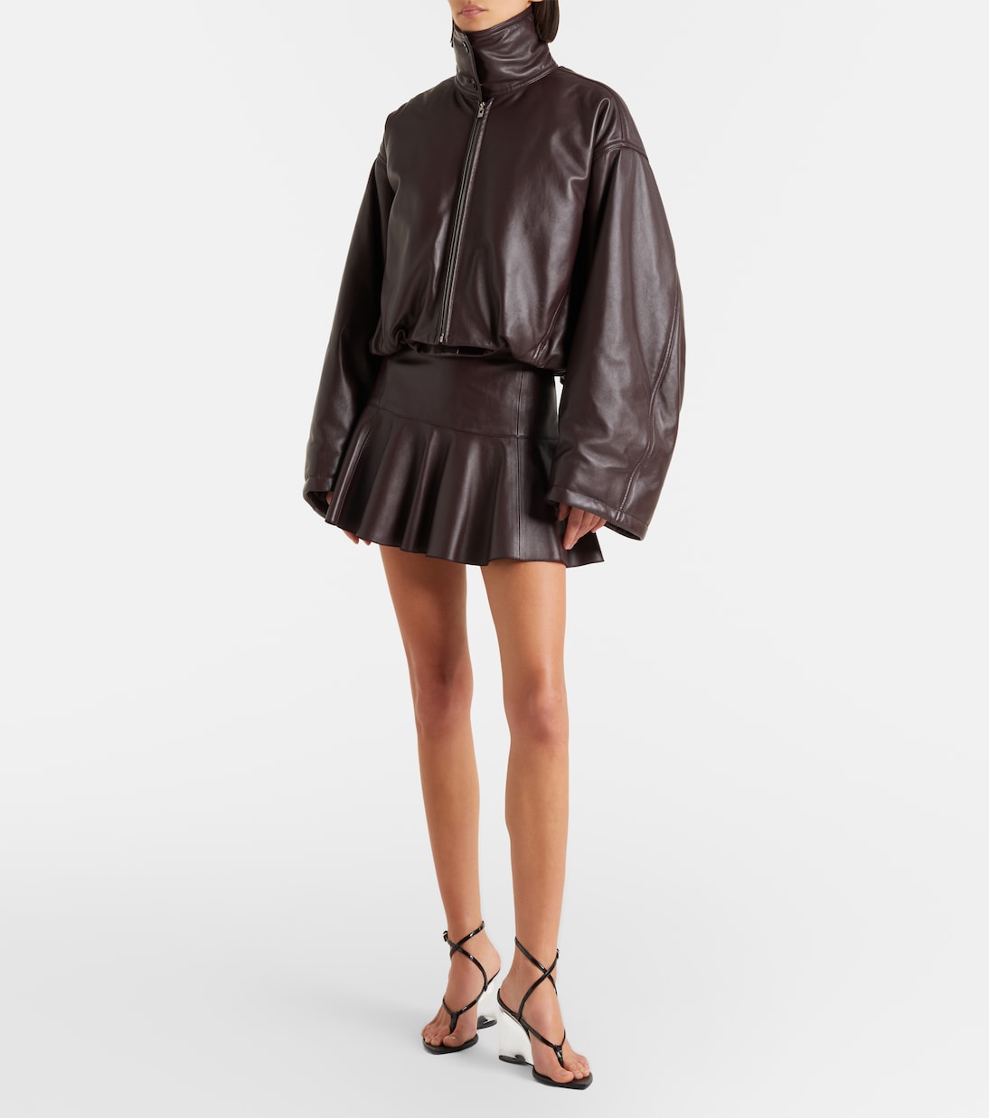 Layered leather bomber jacket | Alaïa
