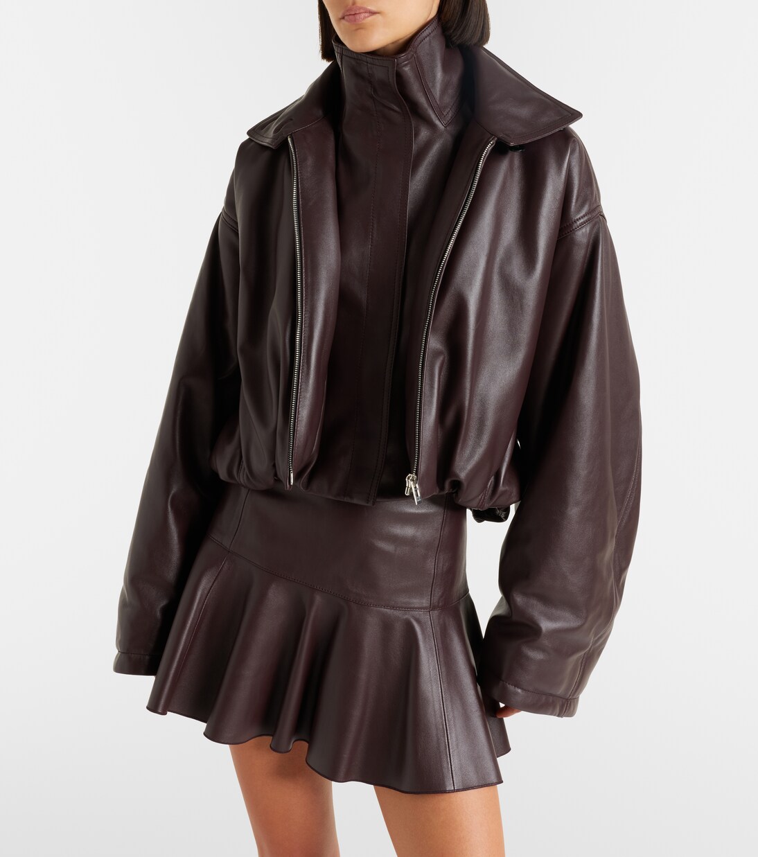 Layered leather bomber jacket | Alaïa