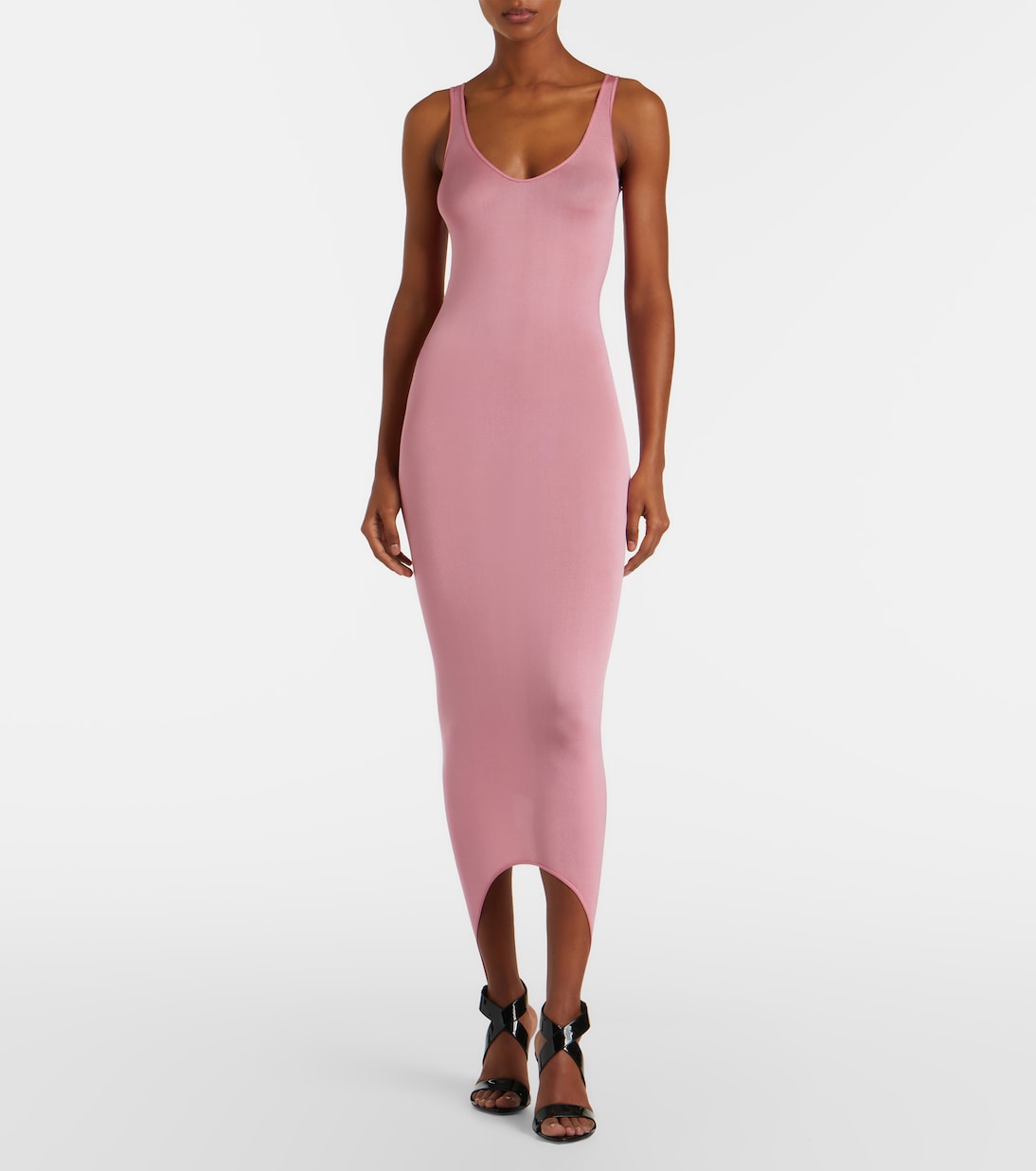 Asymmetric caped silk-blend midi dress | Alaïa