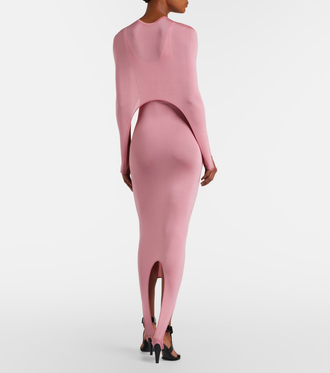 Asymmetric caped silk-blend midi dress | Alaïa