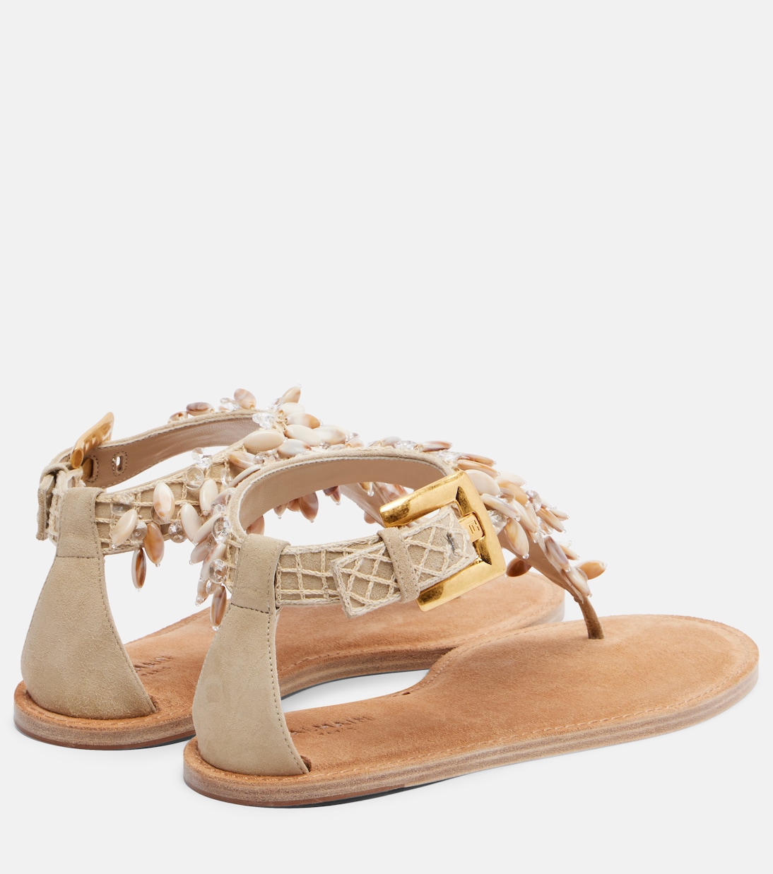 Sandalias de dedo de ante adornadas | Balmain