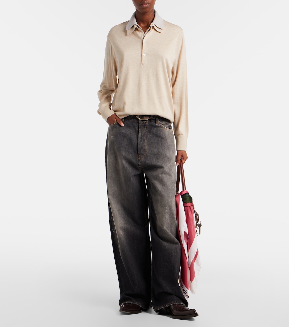Jersey polo en mezcla de seda, lana y cachemir | Acne Studios