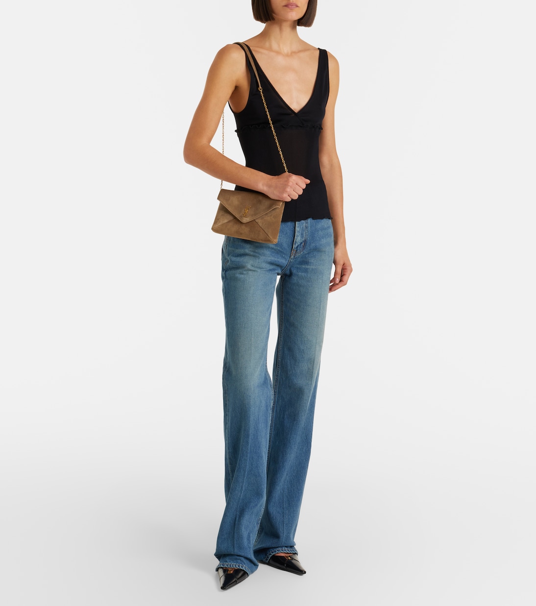 Cassandre Small suede clutch | Saint Laurent