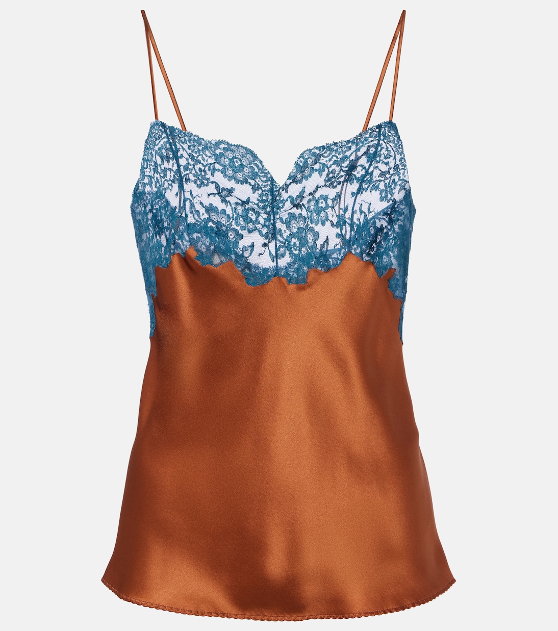 Top aus Seidensatin mit Spitze | Saint Laurent