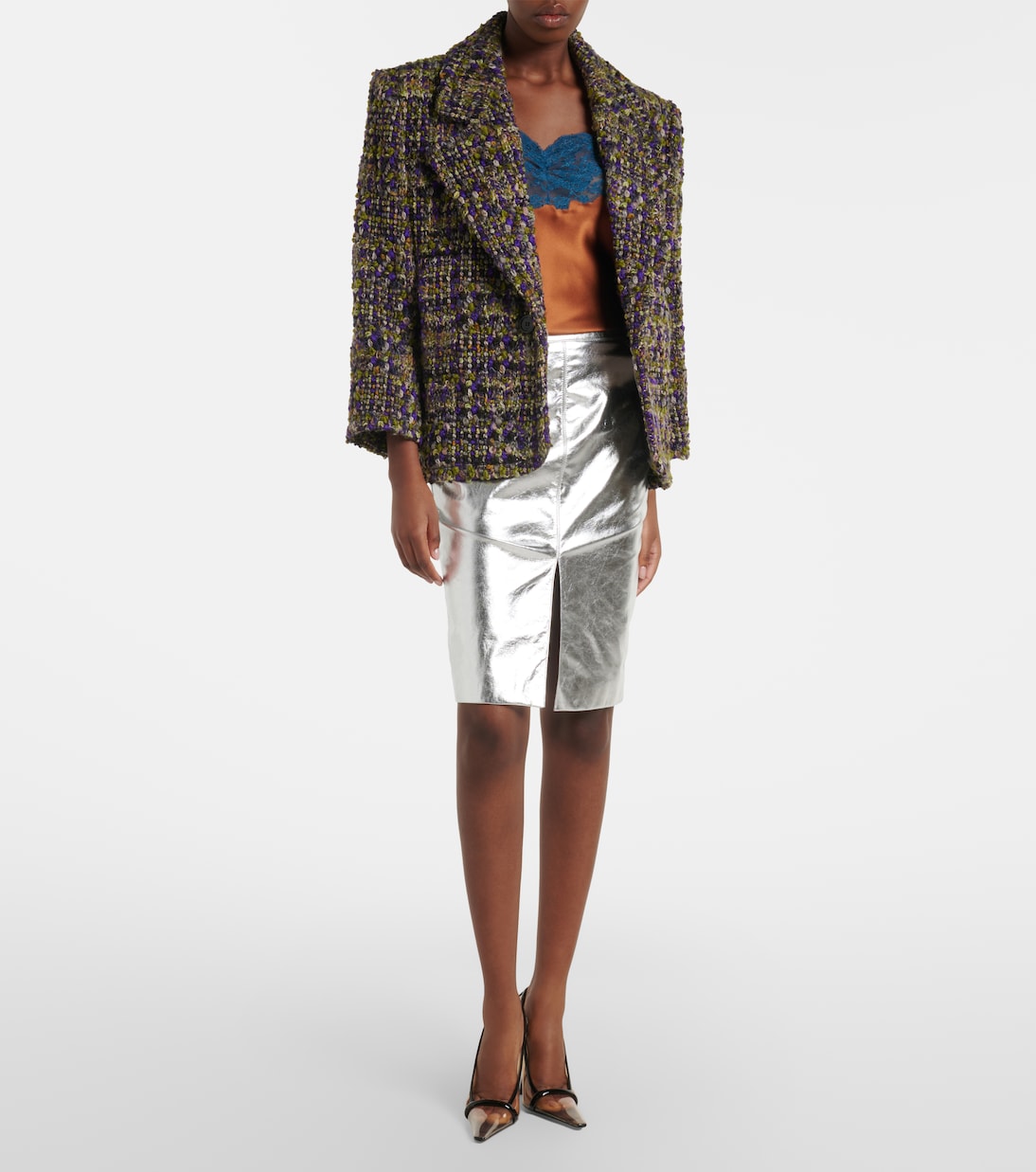 Top aus Seidensatin mit Spitze | Saint Laurent