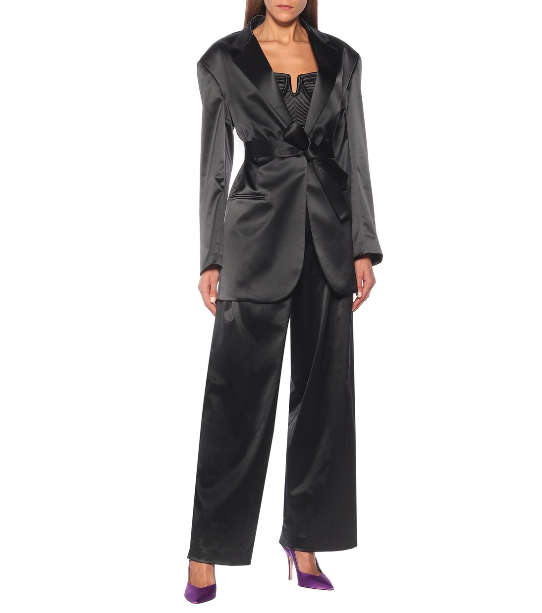 Pantalon ample à taille haute en satin | Dodo Bar Or