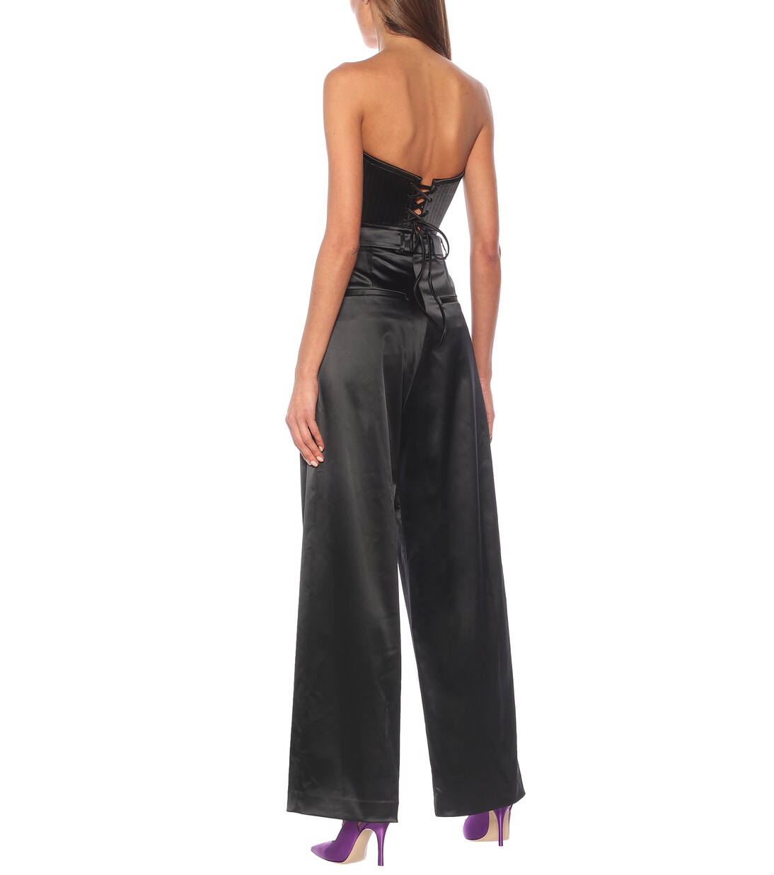 Pantalon ample à taille haute en satin | Dodo Bar Or