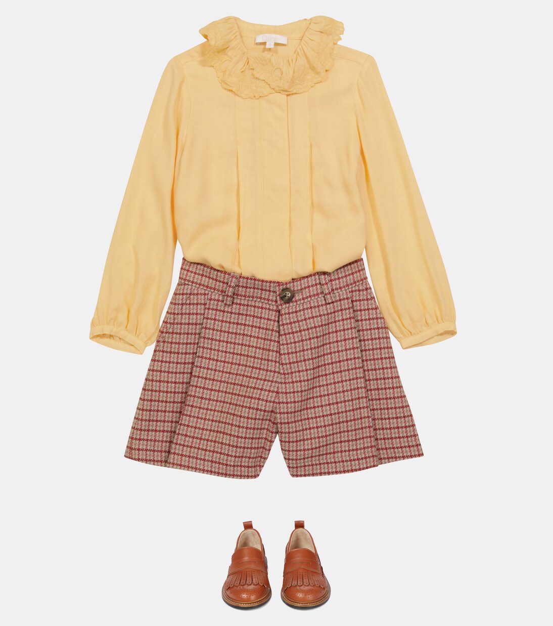 Houndstooth wool-blend shorts | Chloé Kids