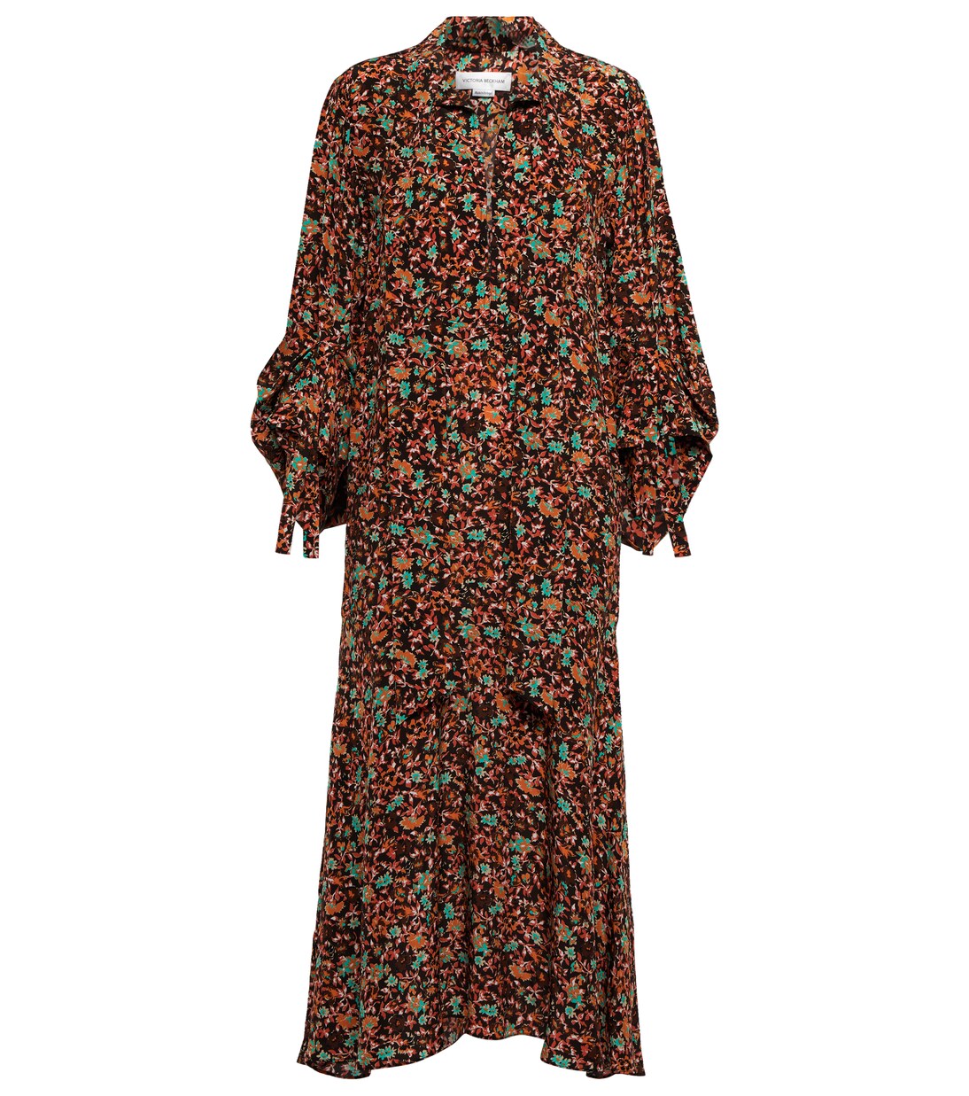 Robe midi en soie à fleurs | Victoria Beckham
