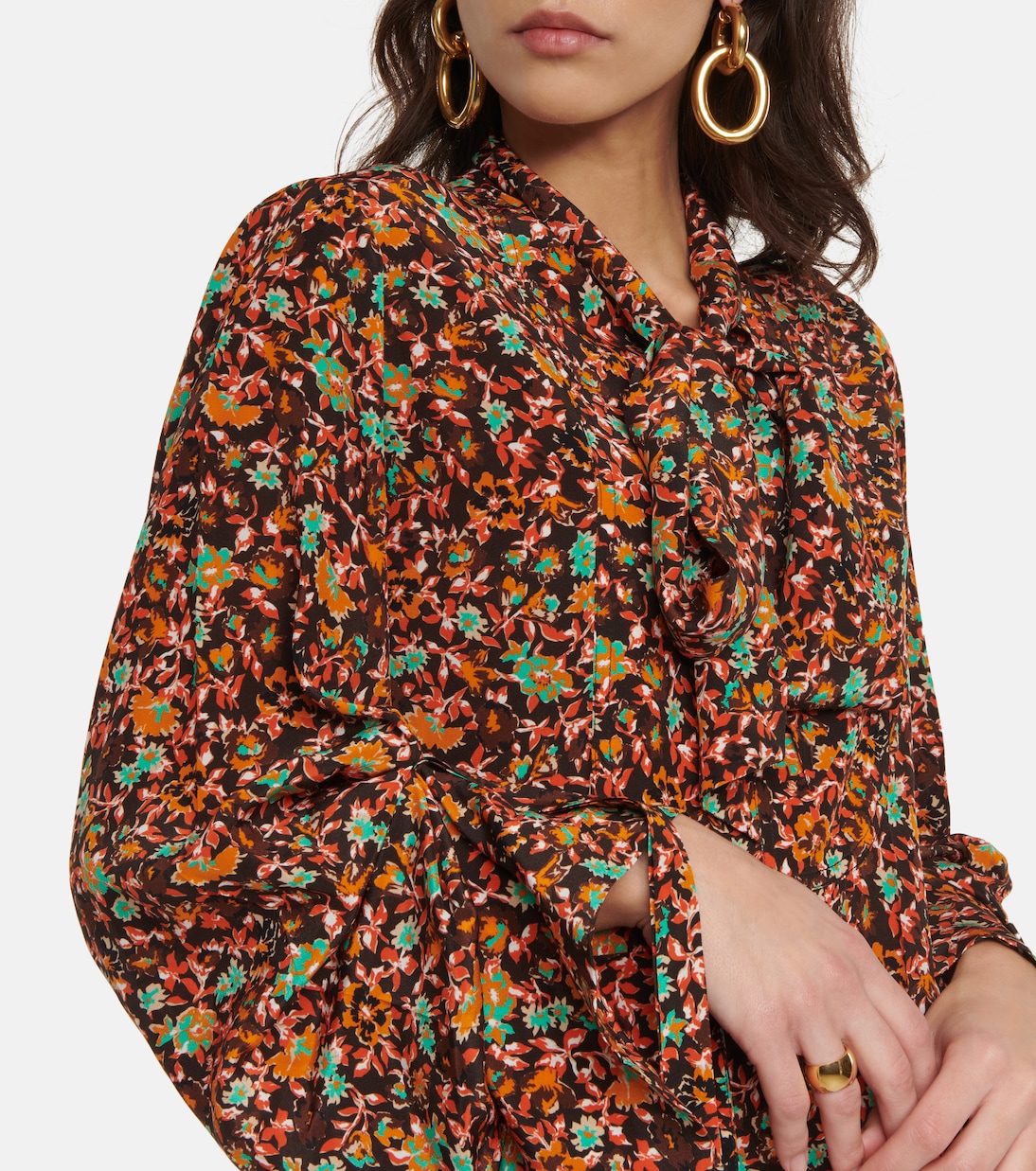 Robe midi en soie à fleurs | Victoria Beckham