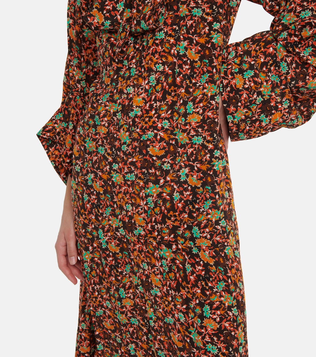 Robe midi en soie à fleurs | Victoria Beckham