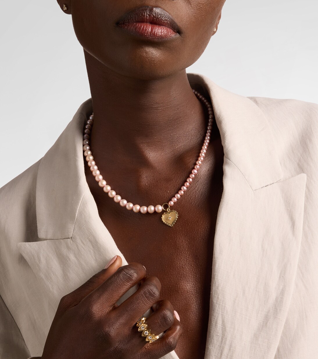 Halskette aus Perlen mit 14kt Gelbgold (585/1000) und Diamant | Sydney Evan