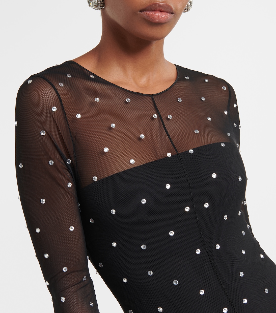 Gem embellished mesh jumpsuit | Oséree