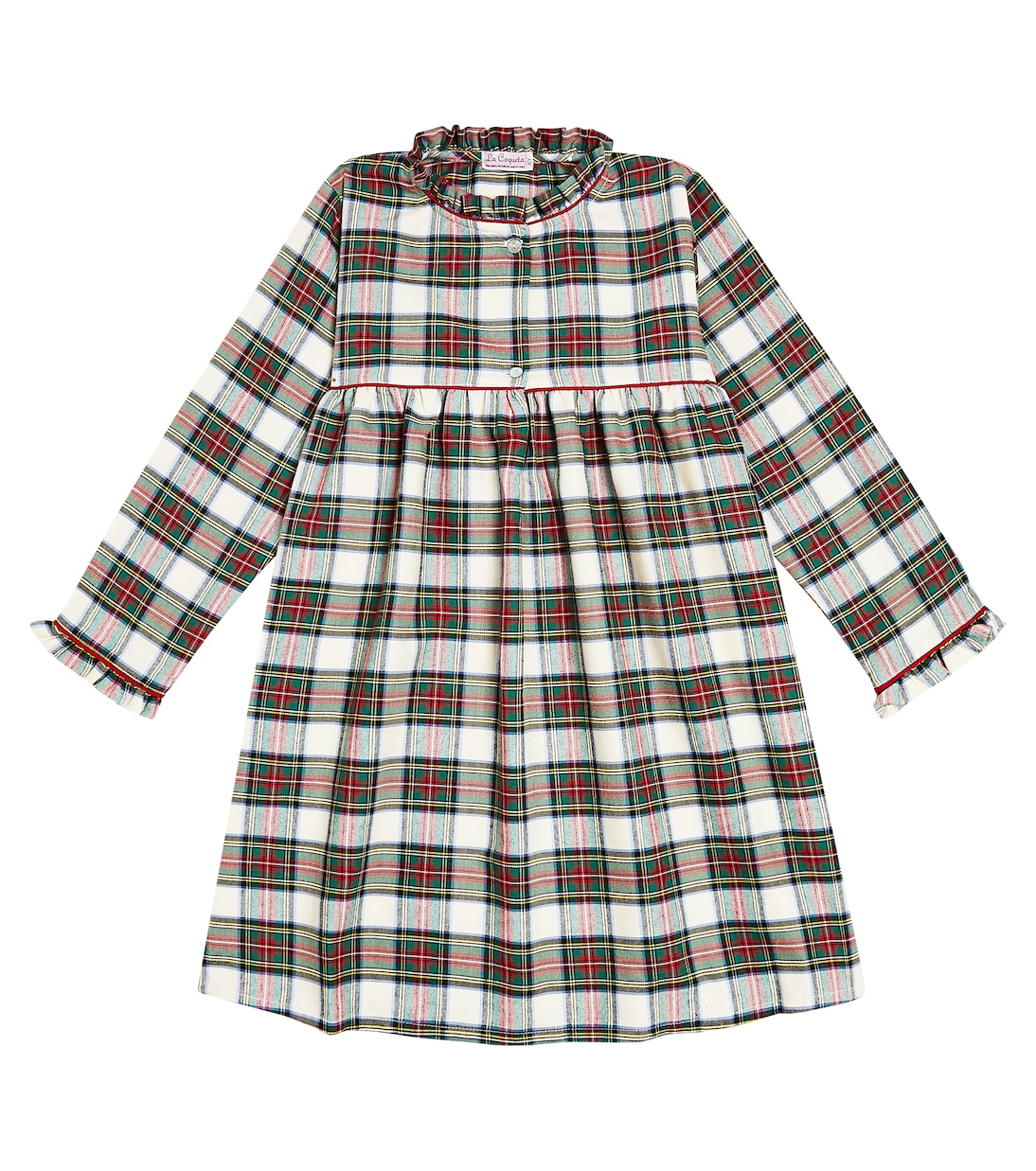 Checked cotton-blend pajama dress | La Coqueta