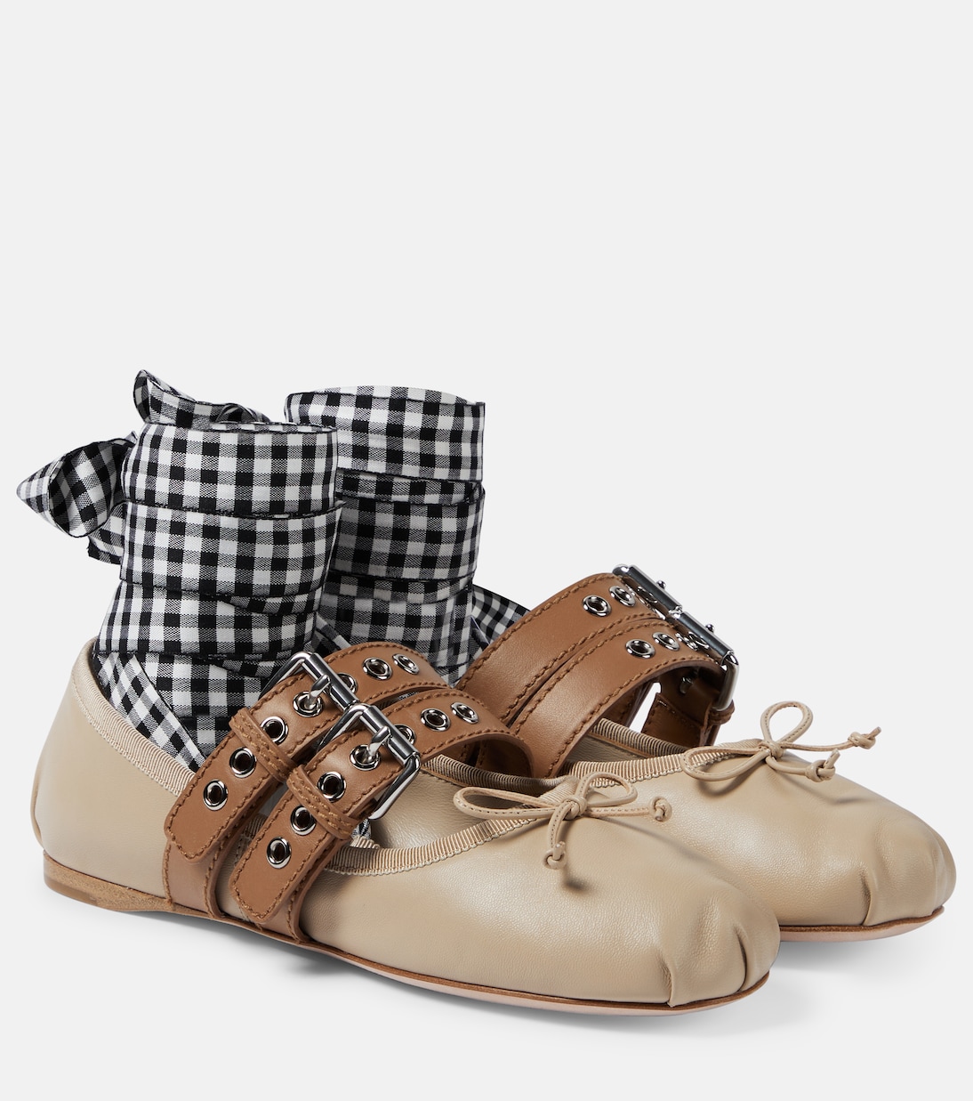 Ballerines en cuir à logo | Miu Miu