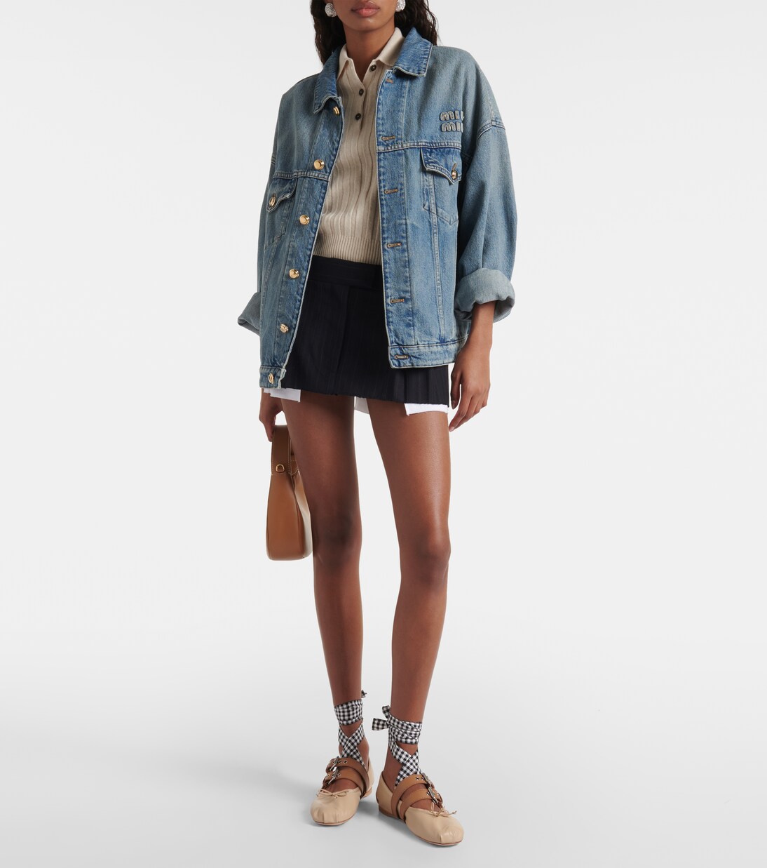 Ballerines en cuir à logo | Miu Miu