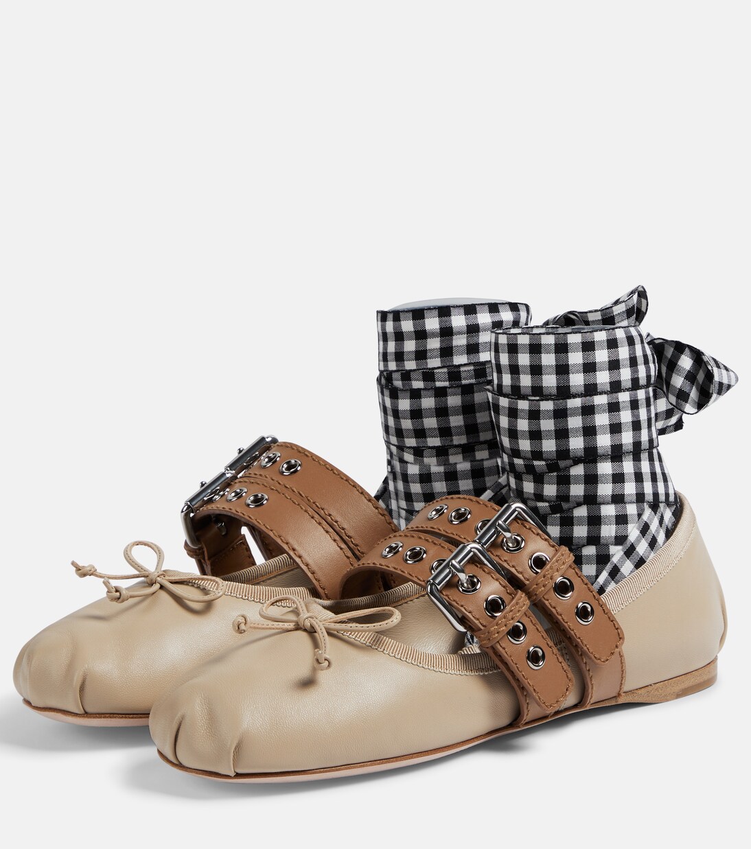 Ballerines en cuir à logo | Miu Miu