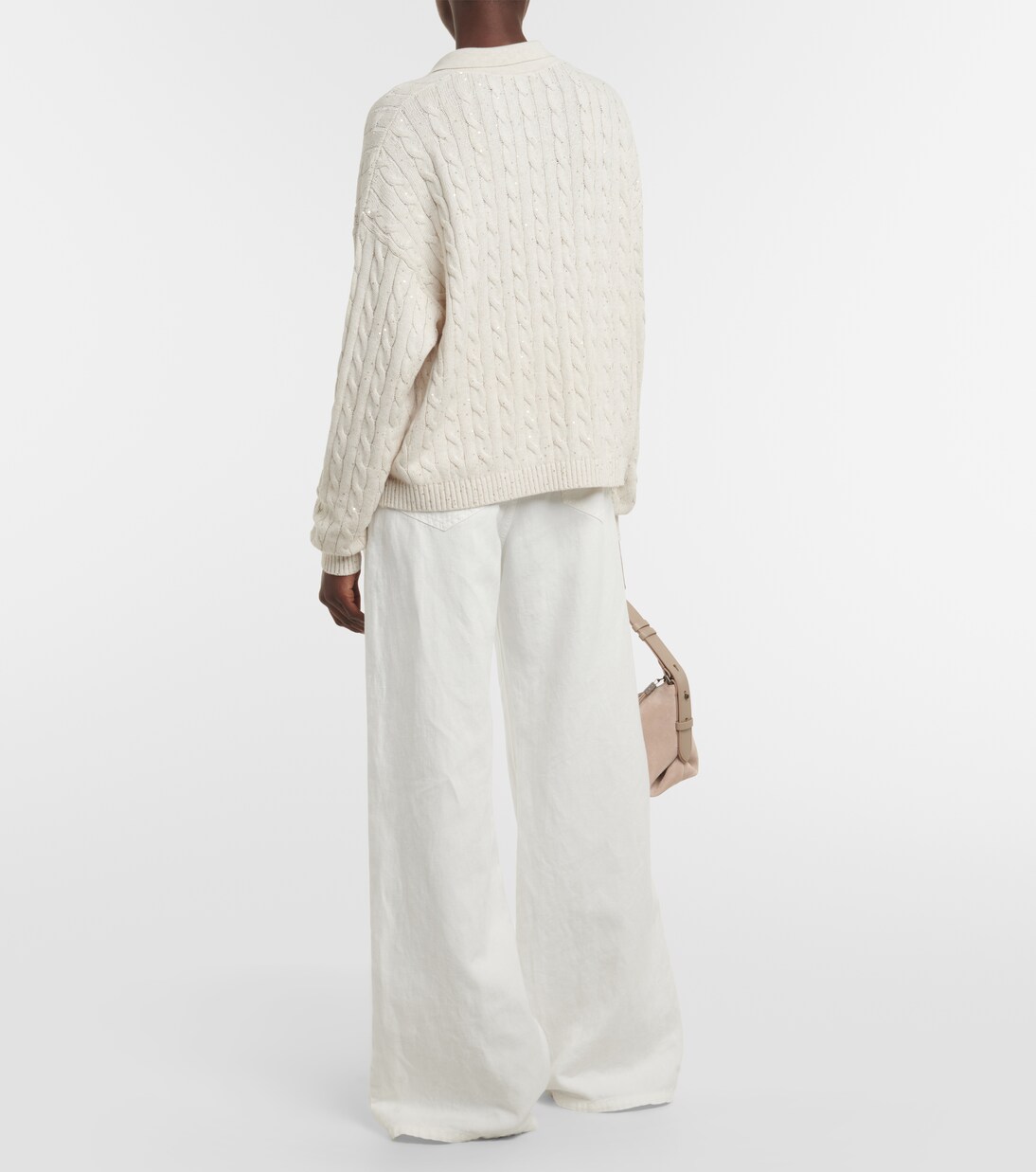 Cable-knit cotton-blend polo sweater | Brunello Cucinelli