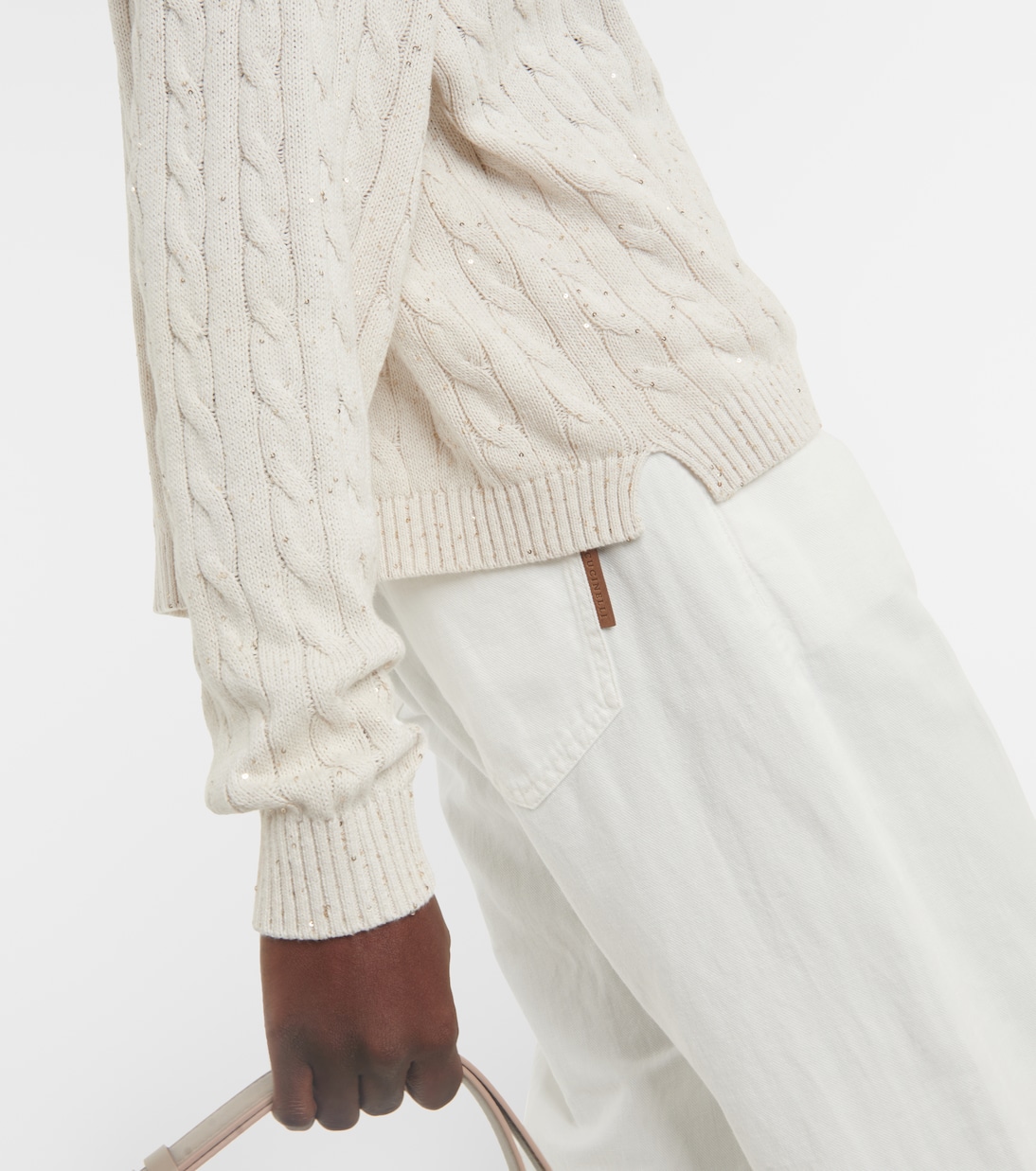 Cable-knit cotton-blend polo sweater | Brunello Cucinelli