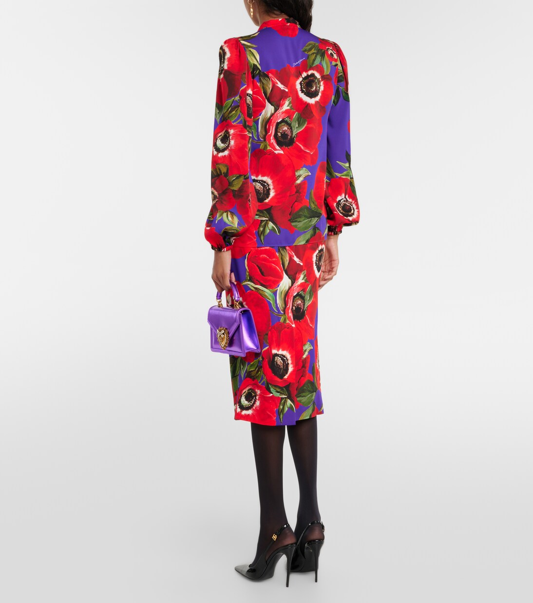 Tie-neck floral silk-blend blouse | Dolce&Gabbana