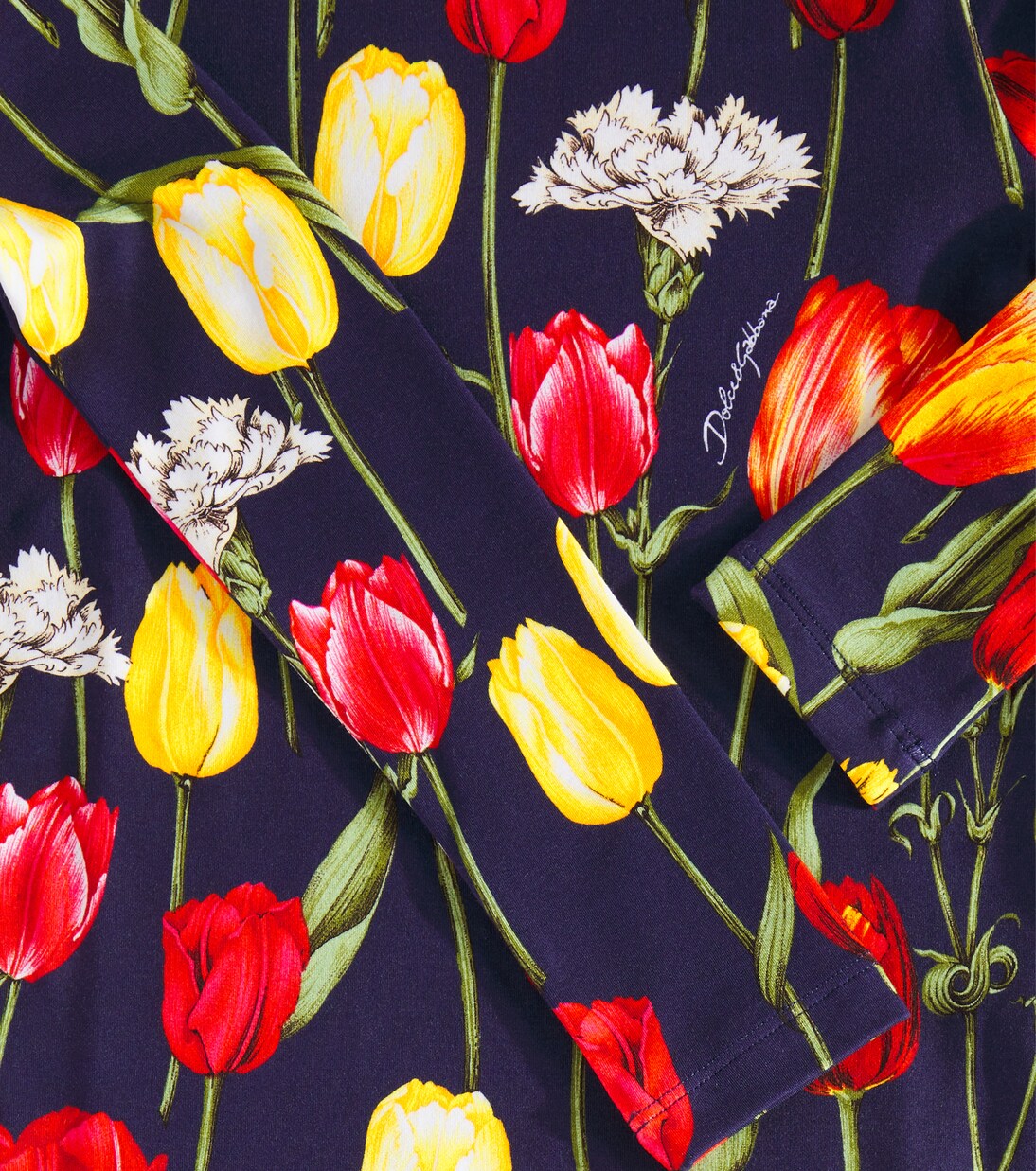 Floral cotton-blend turtleneck top | Dolce&Gabbana Kids