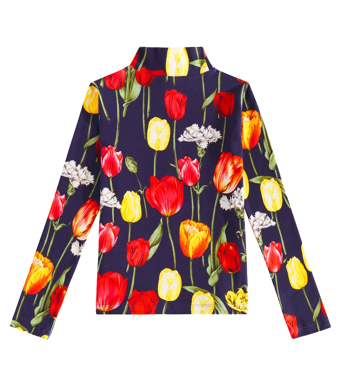Floral cotton-blend turtleneck top | Dolce&Gabbana Kids