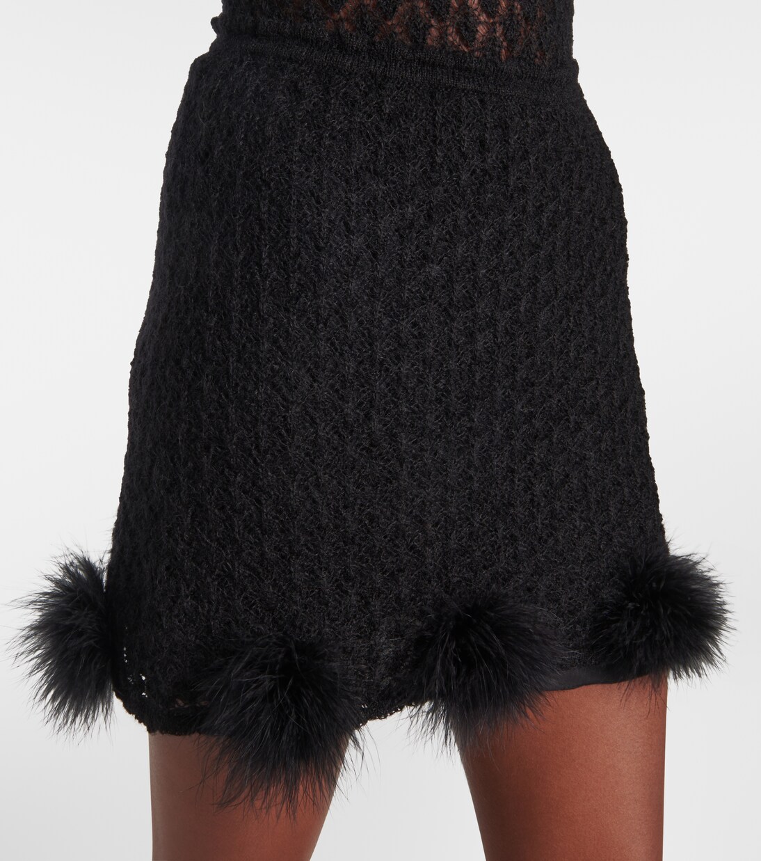 Minirock aus Strick mit Federn | Blumarine