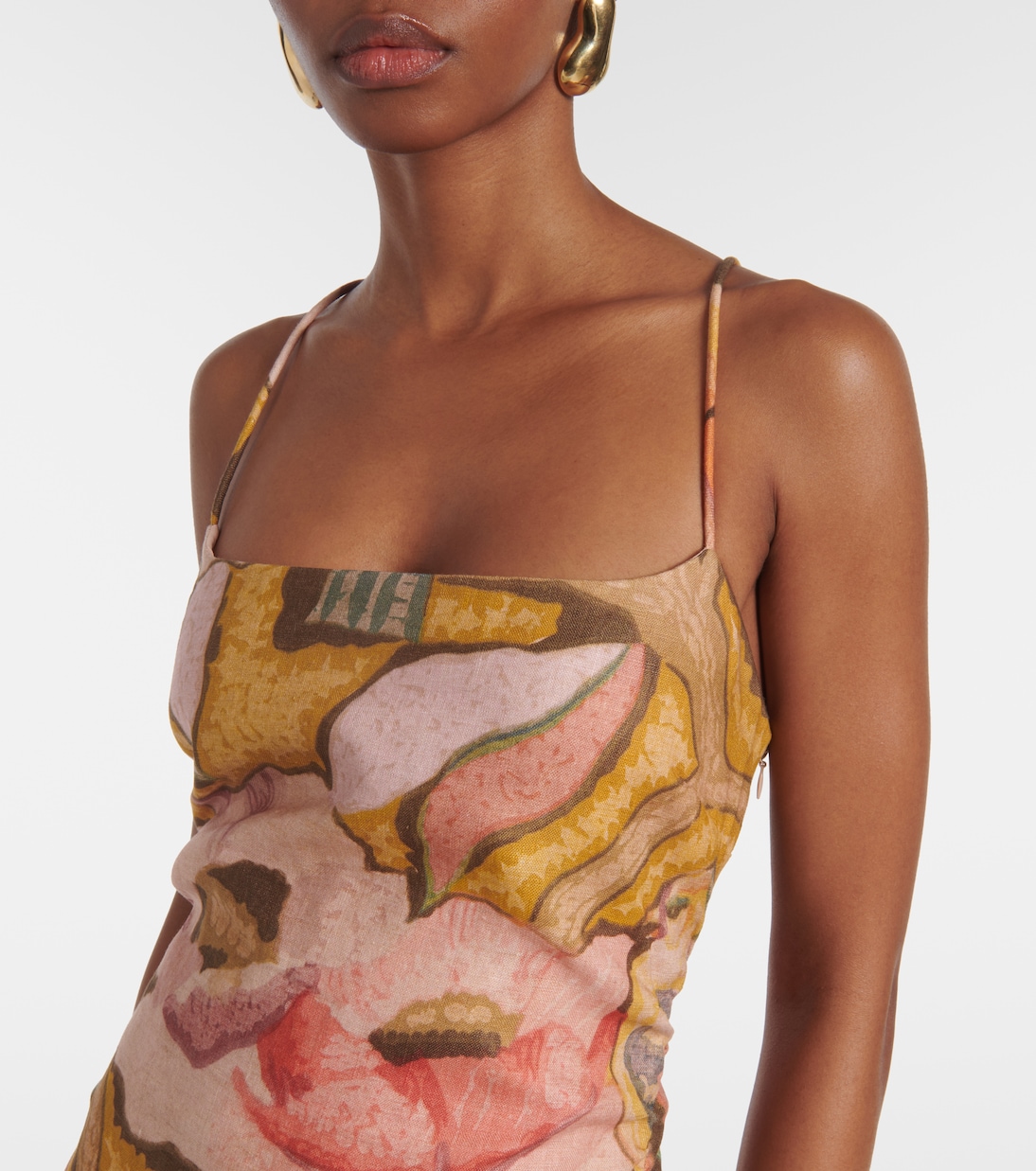 Robe longue Talulah à fleurs en lin | SIR