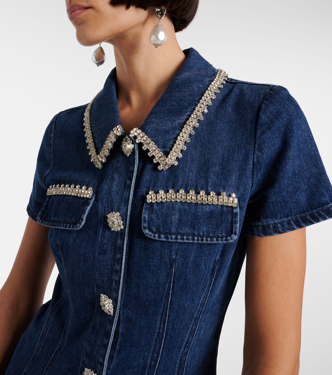 Jeanskleid mit Kristallen | Self-Portrait