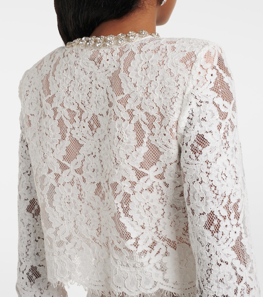 Midikleid aus Spitze mit Kristallen | Self-Portrait