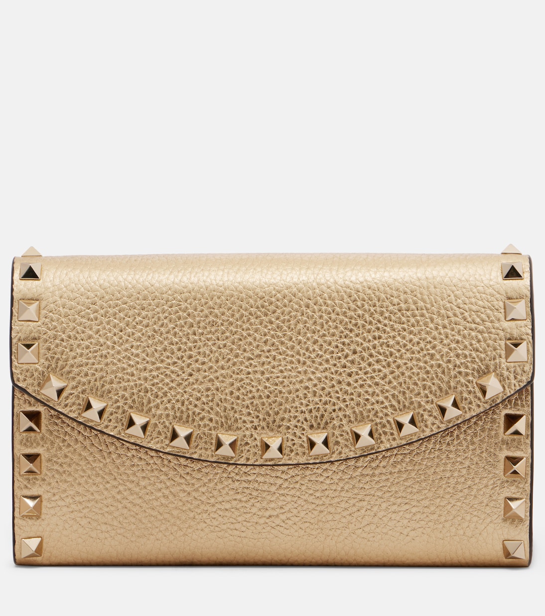 Rockstud metallic leather wallet on chain | Valentino Garavani