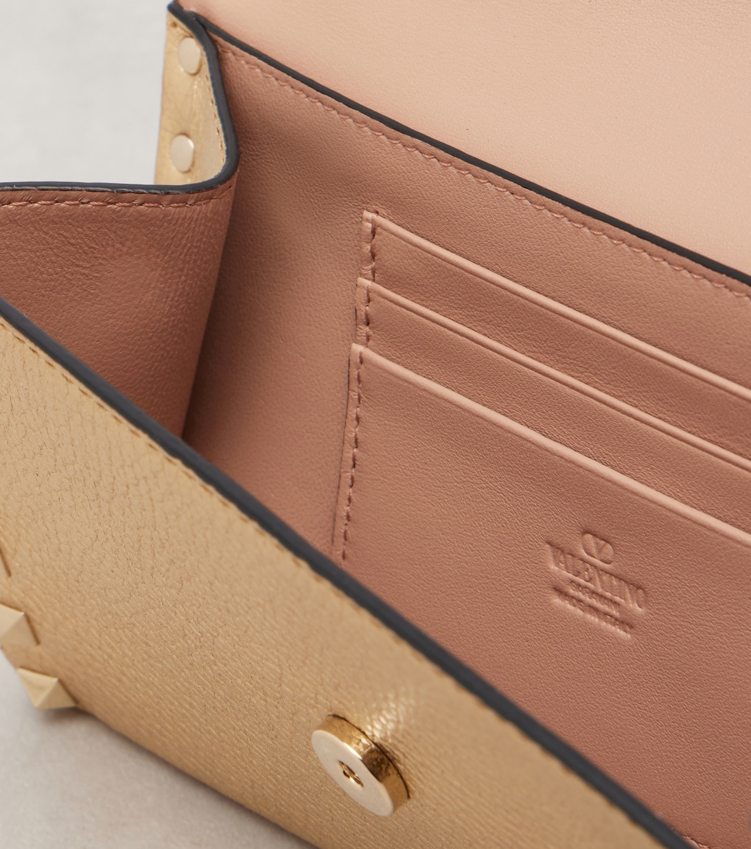 Rockstud metallic leather wallet on chain | Valentino Garavani