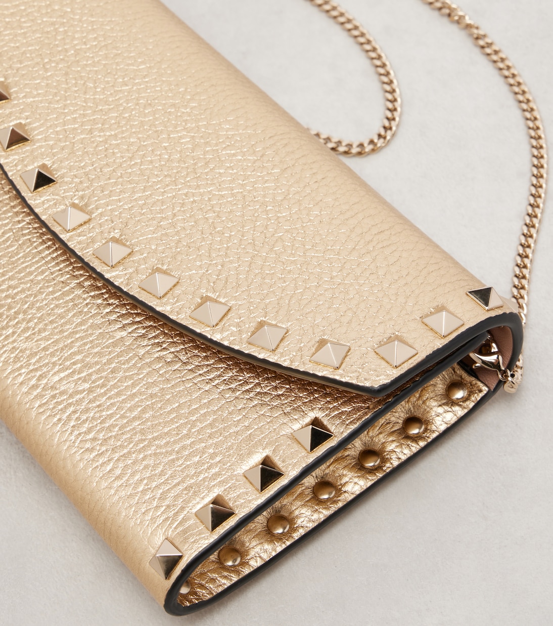 Rockstud metallic leather wallet on chain | Valentino Garavani