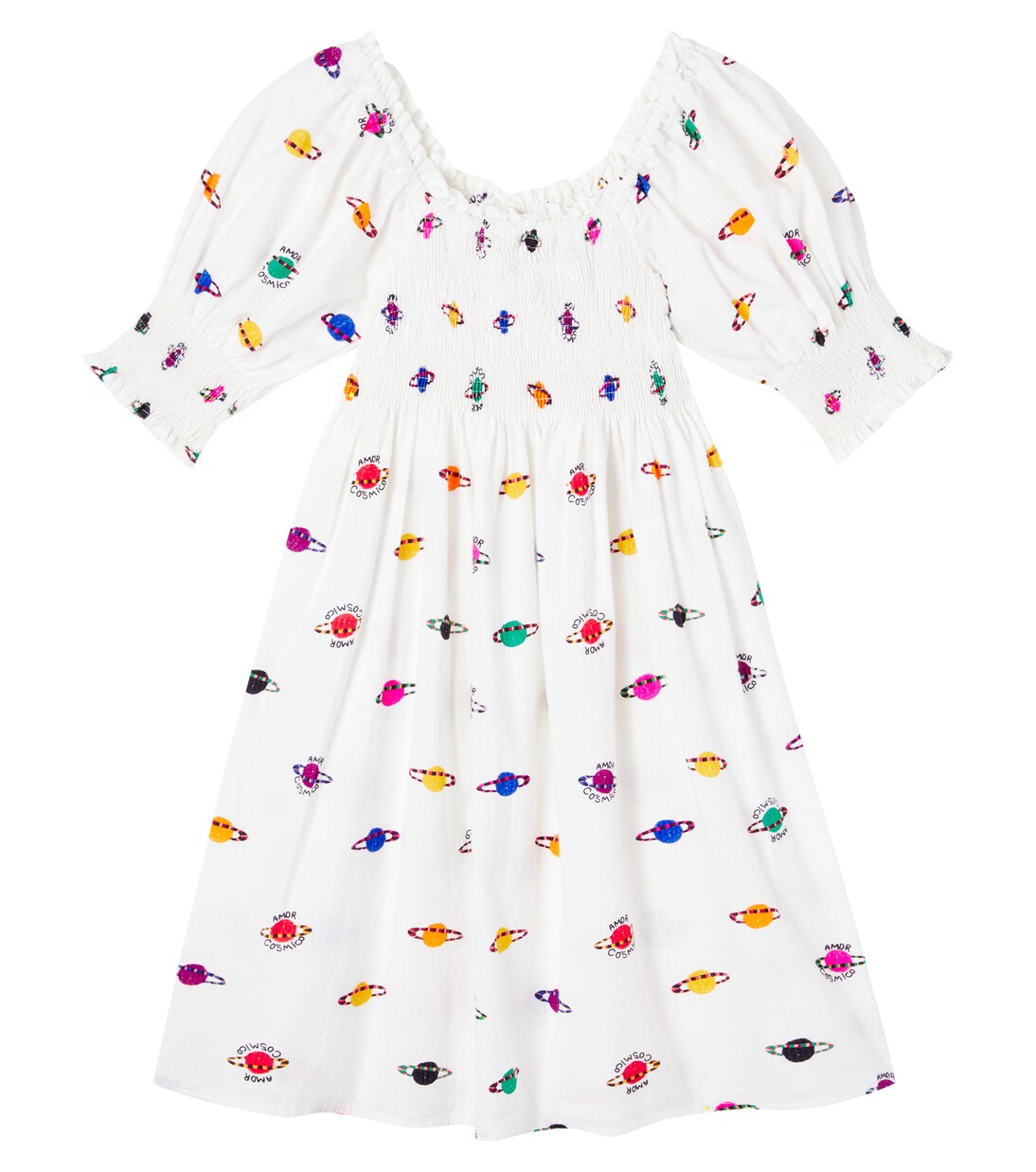 Printed smocked cotton dress  | Fábula