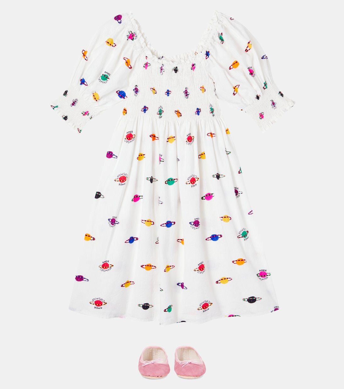 Printed smocked cotton dress  | Fábula