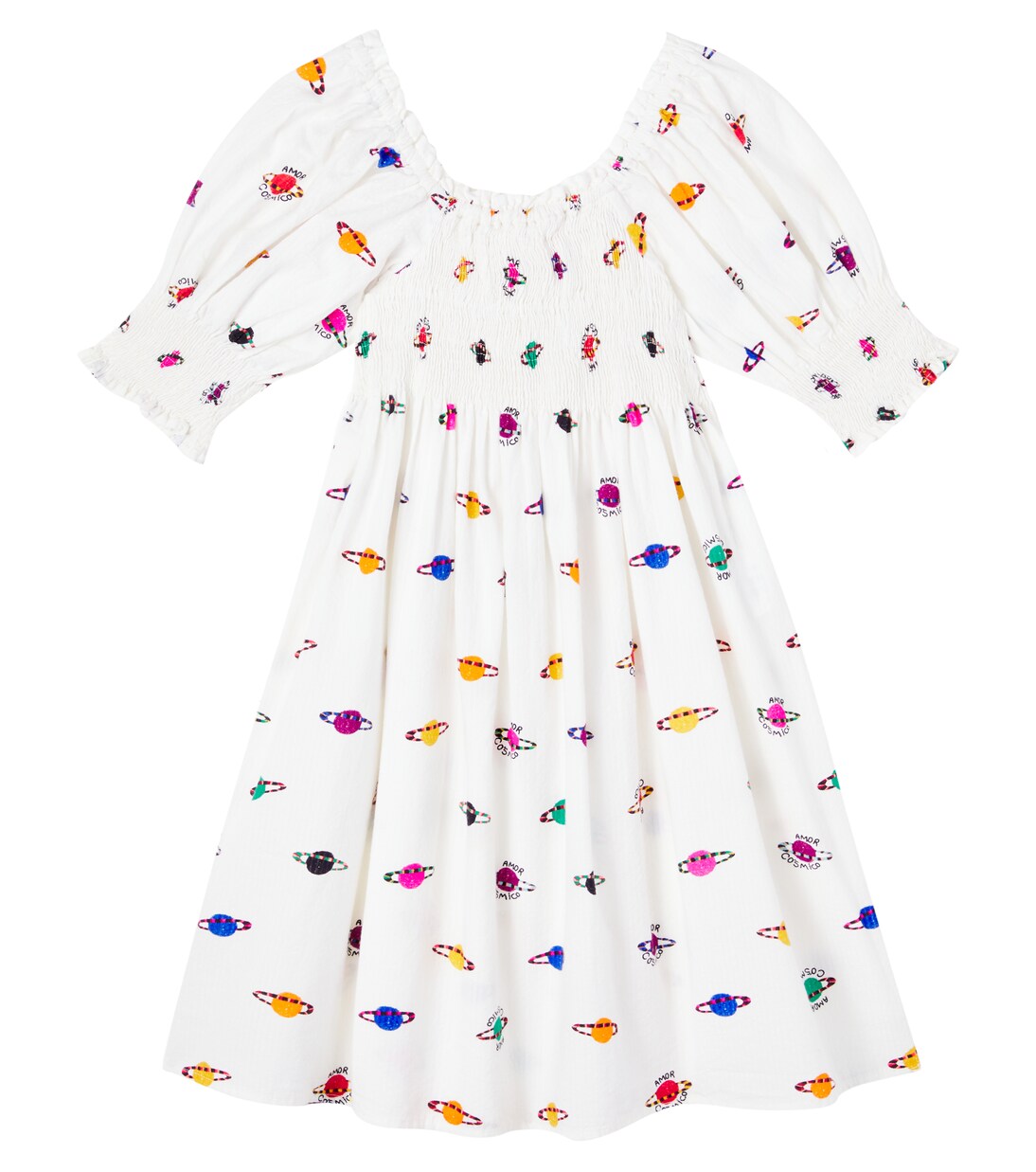 Printed smocked cotton dress  | Fábula