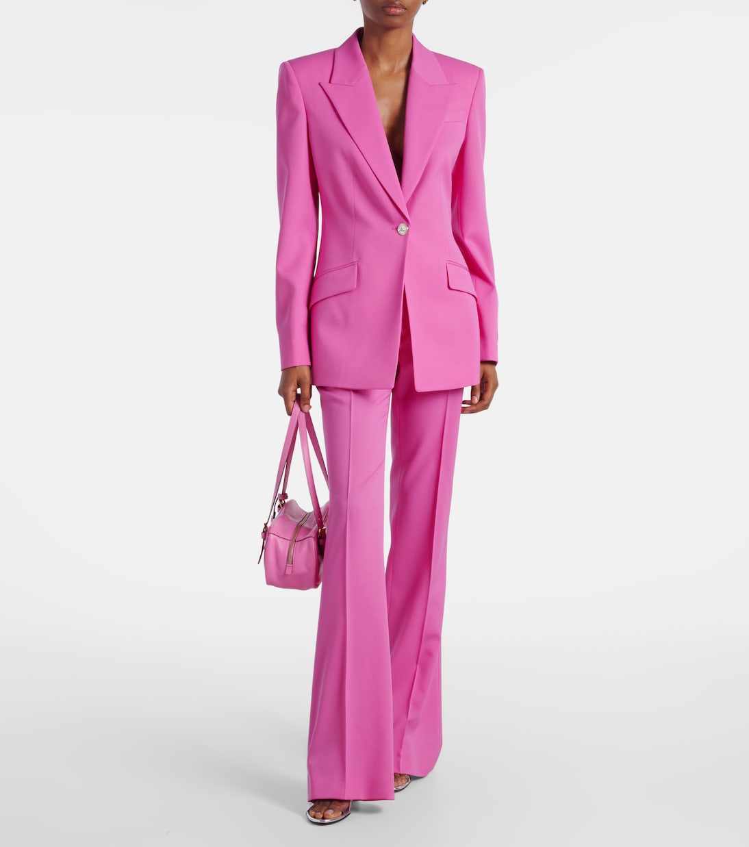 Embellished high-rise wool flared pants | Versace