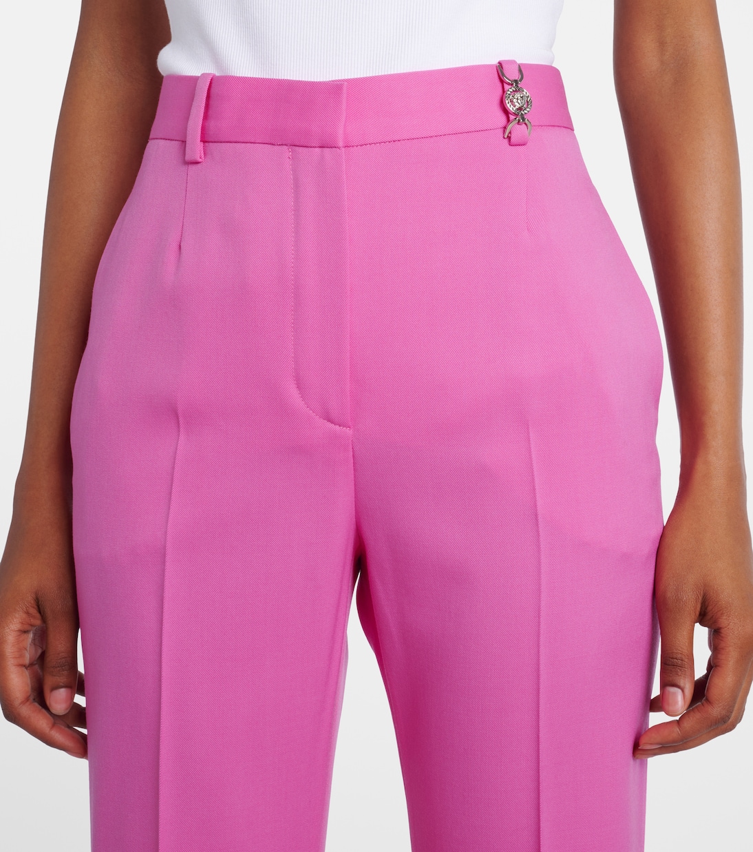 Embellished high-rise wool flared pants | Versace