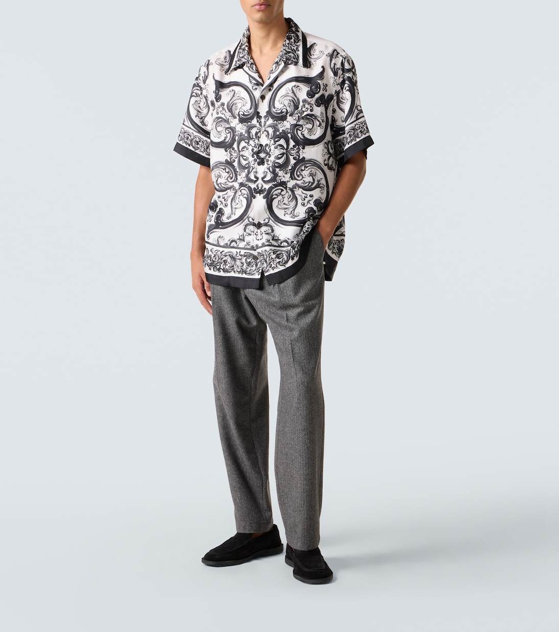 Herringbone wool-blend wide-leg pants | Dolce&Gabbana