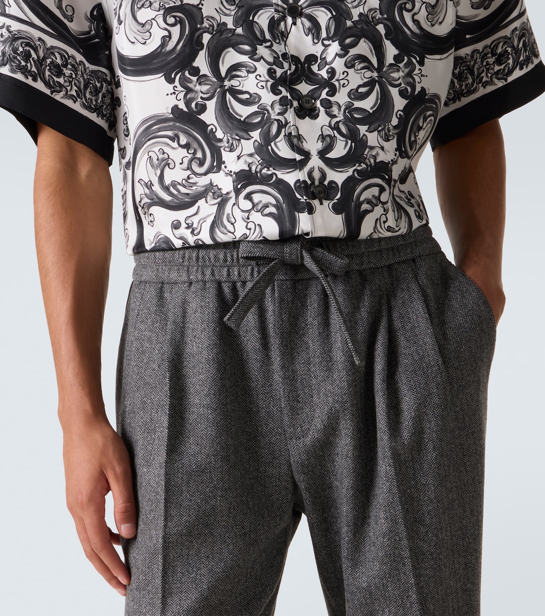 Herringbone wool-blend wide-leg pants | Dolce&Gabbana