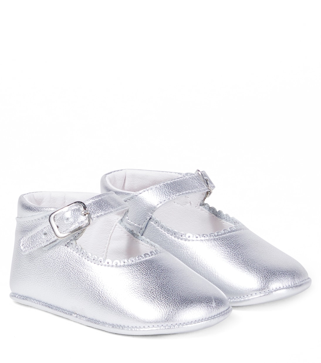 Baby metallic leather Mary Jane flats | La Coqueta