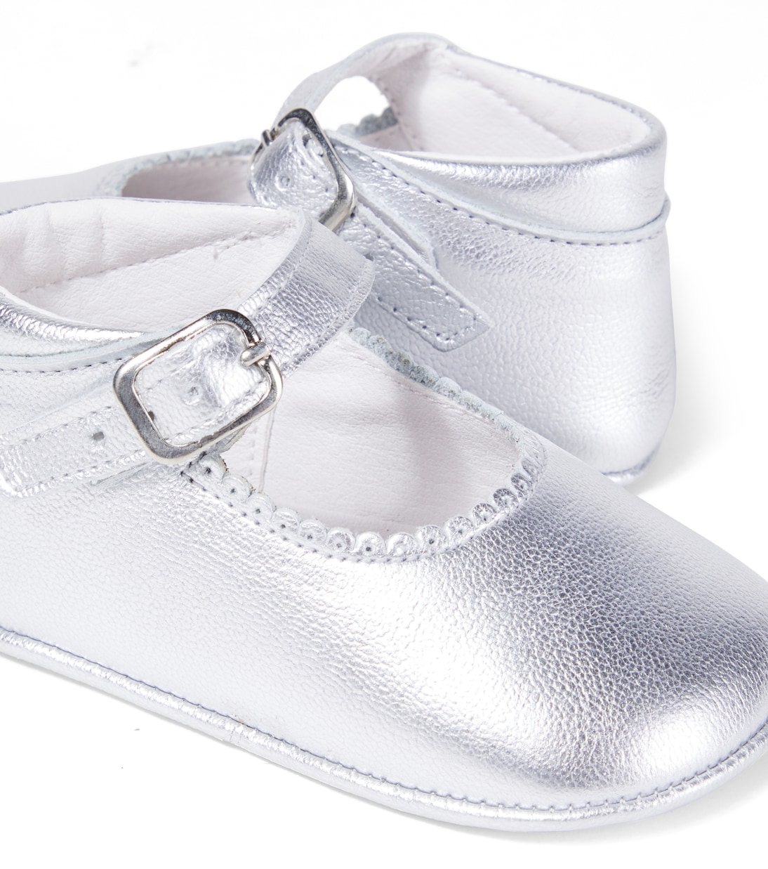 Baby metallic leather Mary Jane flats | La Coqueta