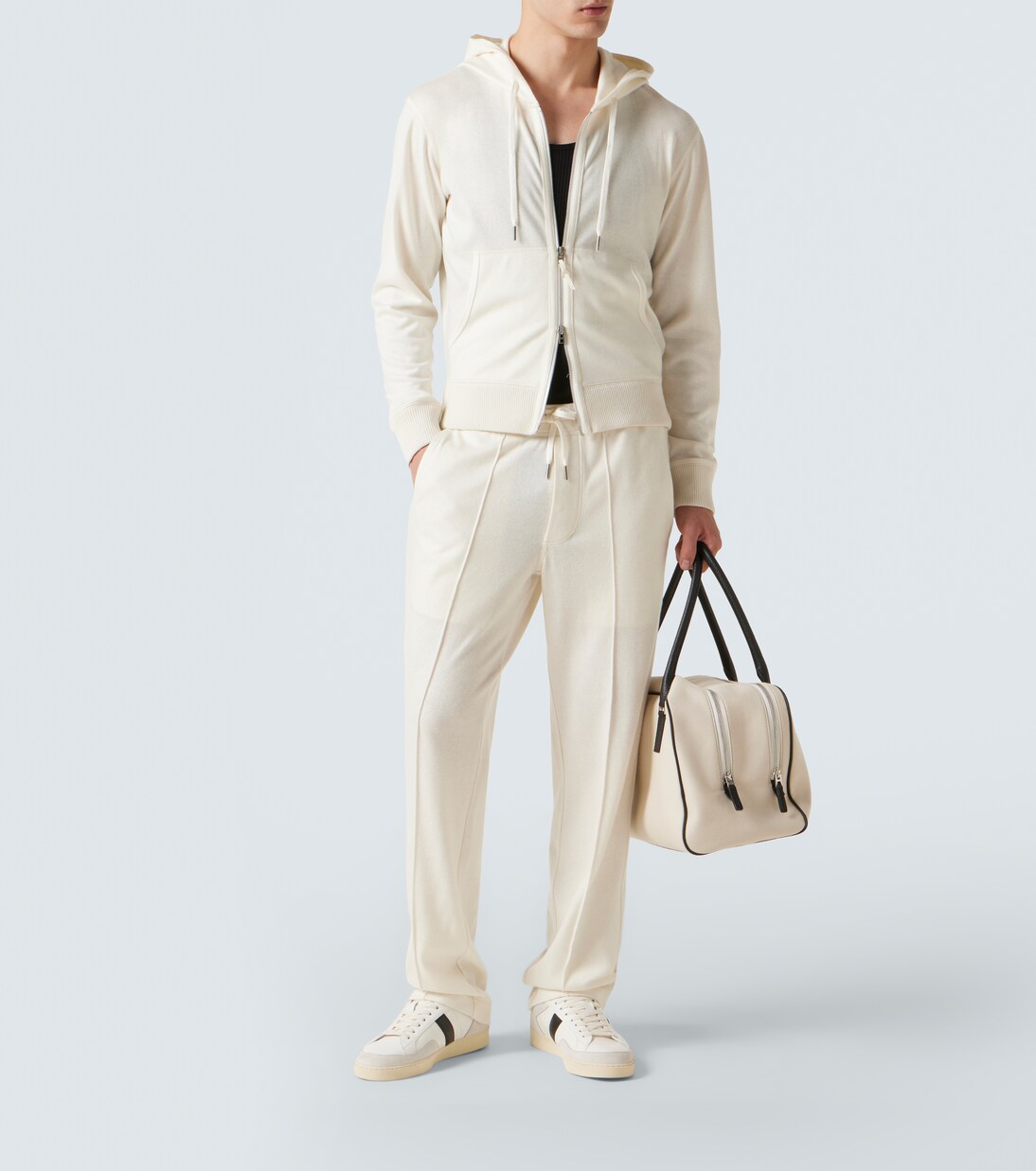 Sneakers aus Leder mit Veloursleder | Tom Ford