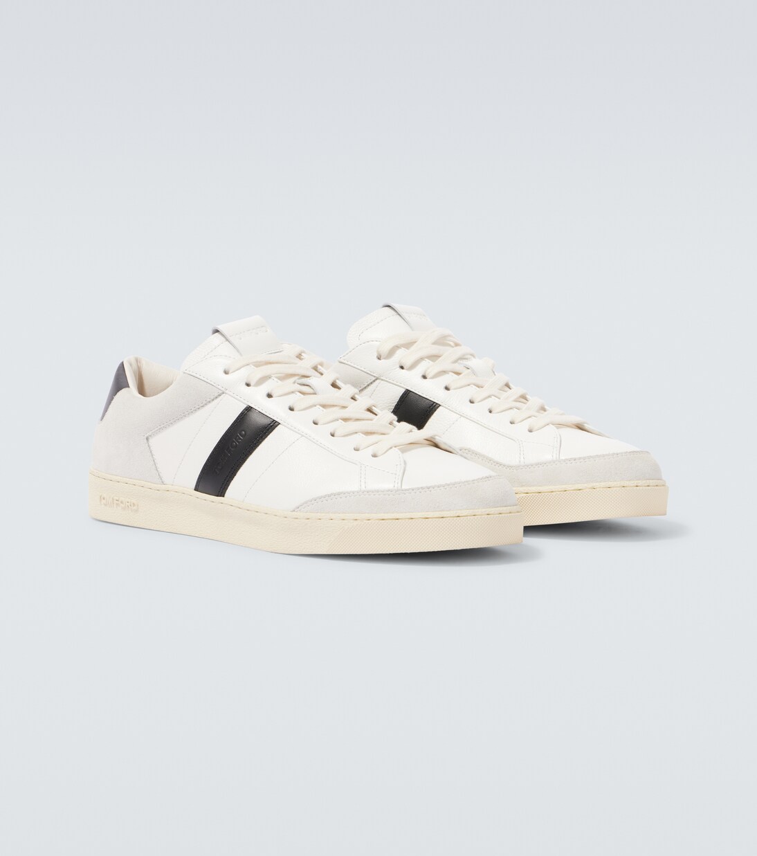 Sneakers aus Leder mit Veloursleder | Tom Ford