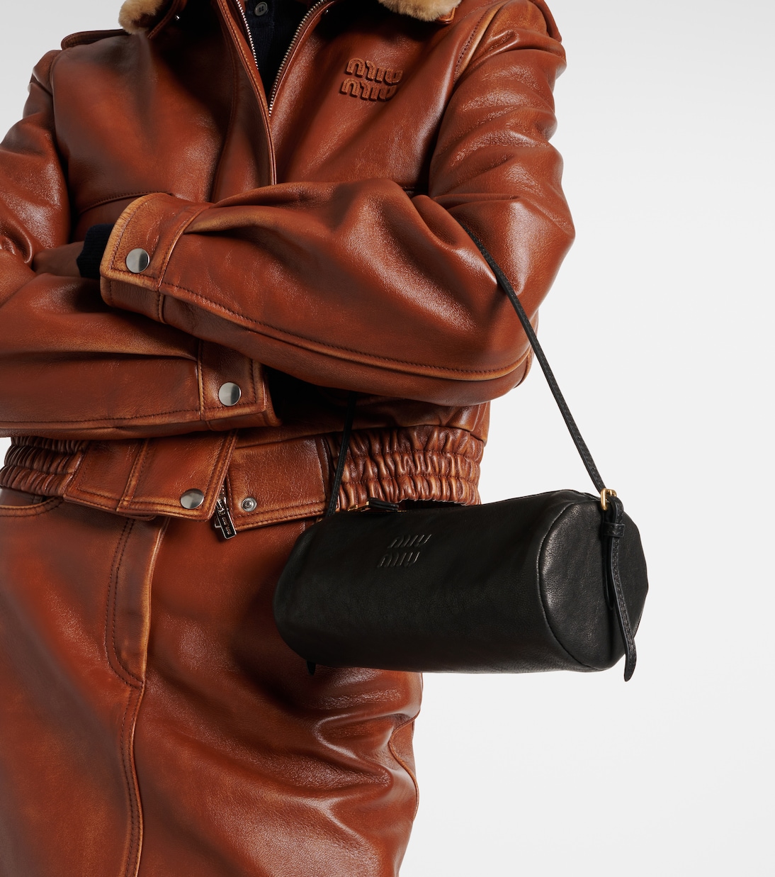 Logo leather shoulder bag  | Miu Miu