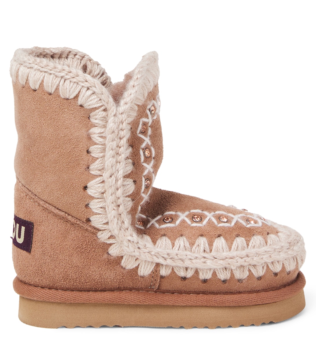Embroidered shearling-lined suede boots | Mou Kids